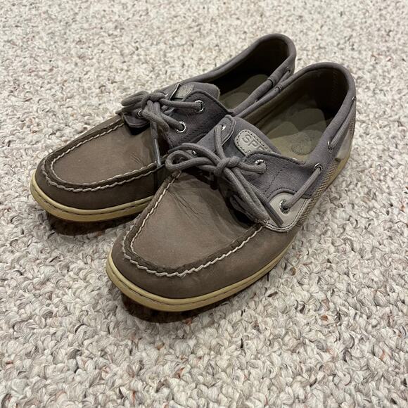 Sperry Gray Boat Shoes Sz 8.5 Casual Comfort Preppy Coastal - Picture 1 of 5